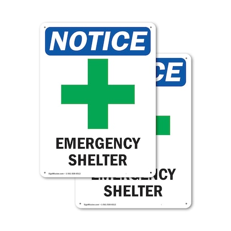 Signmission Emergency Shelter, 12 in W x Rectangle, Aluminum OS-2PACK-NS-A-1218-V-11896